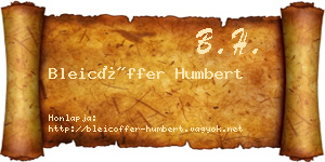Bleicöffer Humbert névjegykártya